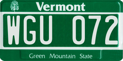 VT license plate WGU072