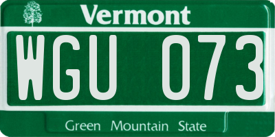 VT license plate WGU073