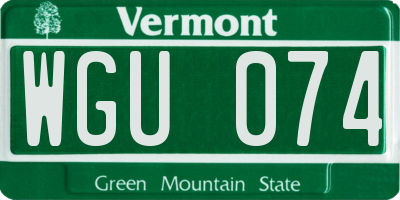VT license plate WGU074