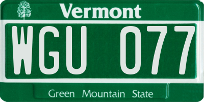 VT license plate WGU077