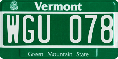 VT license plate WGU078