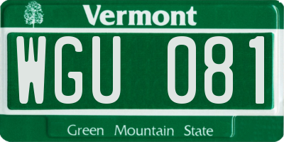 VT license plate WGU081