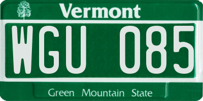 VT license plate WGU085