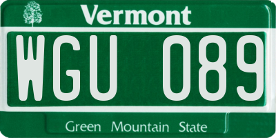 VT license plate WGU089