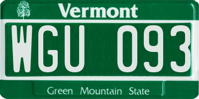 VT license plate WGU093