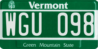 VT license plate WGU098