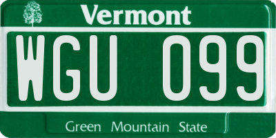VT license plate WGU099