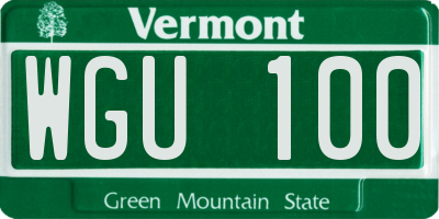 VT license plate WGU100