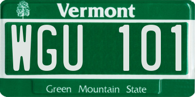 VT license plate WGU101