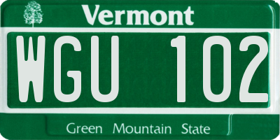 VT license plate WGU102