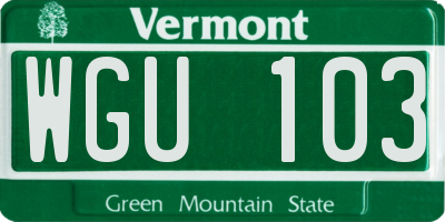 VT license plate WGU103