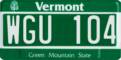 VT license plate WGU104