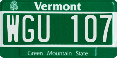VT license plate WGU107