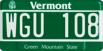 VT license plate WGU108