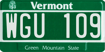 VT license plate WGU109