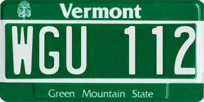 VT license plate WGU112