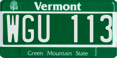 VT license plate WGU113