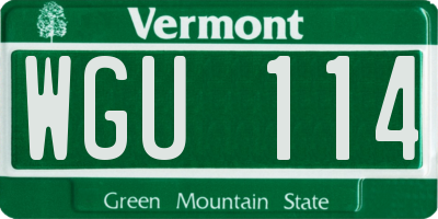 VT license plate WGU114