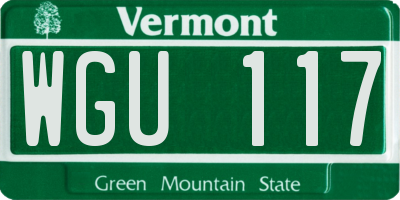 VT license plate WGU117