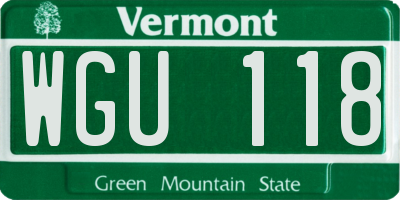 VT license plate WGU118
