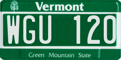 VT license plate WGU120