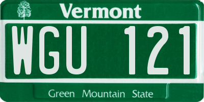 VT license plate WGU121