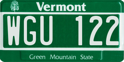VT license plate WGU122