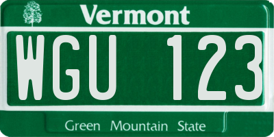 VT license plate WGU123
