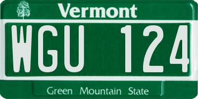 VT license plate WGU124