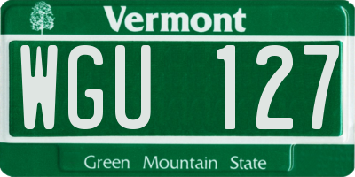 VT license plate WGU127