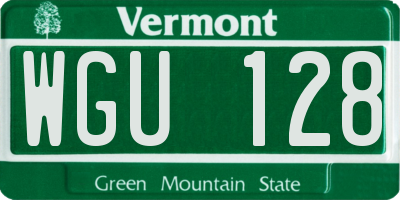 VT license plate WGU128
