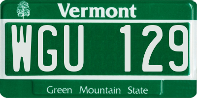 VT license plate WGU129