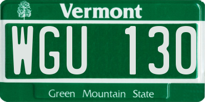 VT license plate WGU130