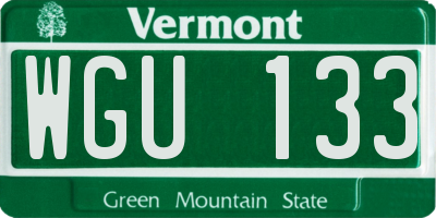 VT license plate WGU133