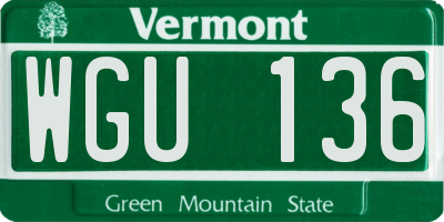 VT license plate WGU136