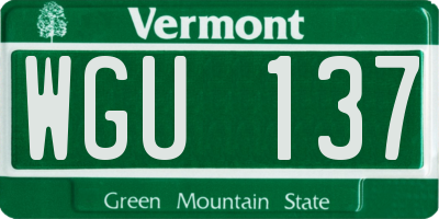 VT license plate WGU137