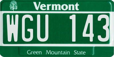 VT license plate WGU143