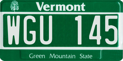 VT license plate WGU145
