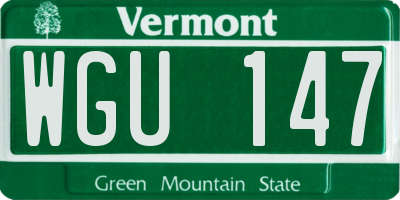 VT license plate WGU147