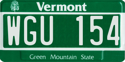 VT license plate WGU154