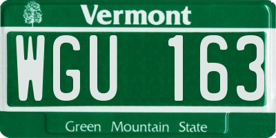 VT license plate WGU163