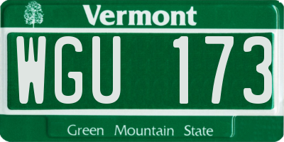 VT license plate WGU173