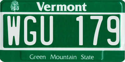 VT license plate WGU179