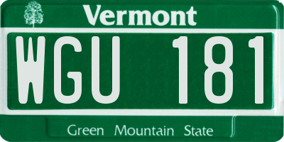 VT license plate WGU181