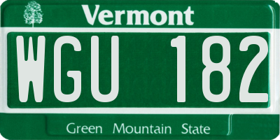 VT license plate WGU182