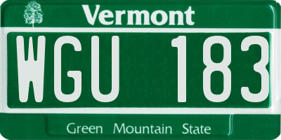 VT license plate WGU183
