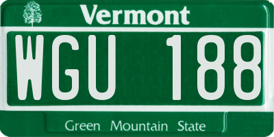 VT license plate WGU188