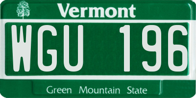 VT license plate WGU196