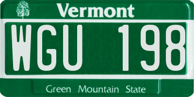 VT license plate WGU198