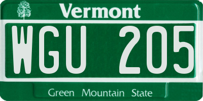 VT license plate WGU205
